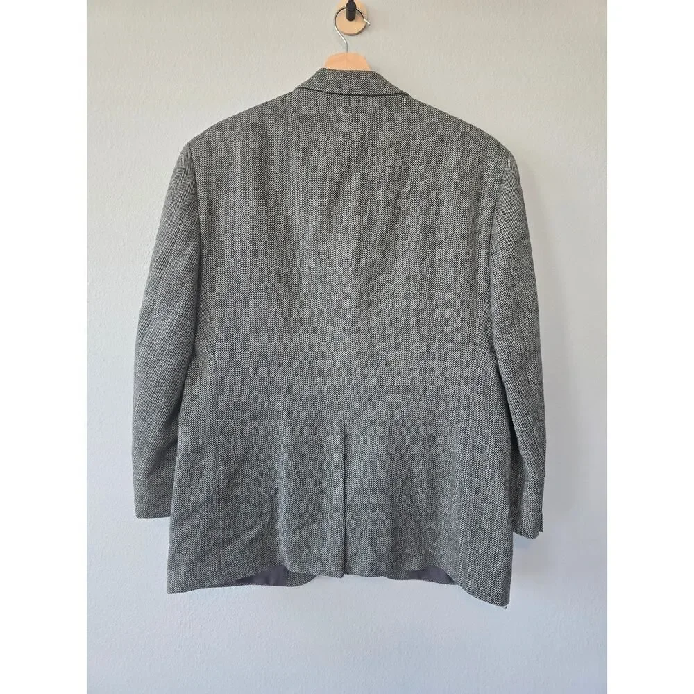 Lauren Ralph Lauren Gray Herringbone Wool Blazer Men's 40S Classic Tweed Preppy